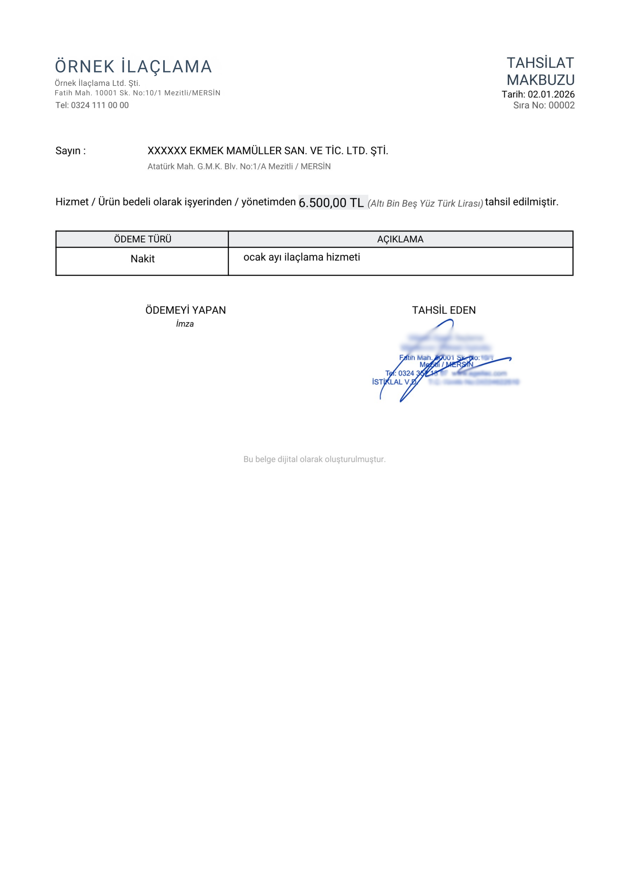 Örnek Makbuz